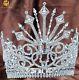 Beauty Pageant Tiara 7 Large Contoured Crown Crystals Headband Bridal Jewelry