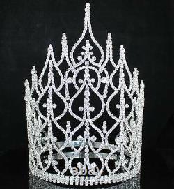 Beauty Queen Crown Tiara Clear Austrian Rhinestone Crystal Pageant Large T1413