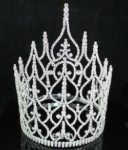 Beauty Queen Crown Tiara Clear Austrian Rhinestone Crystal Pageant Large T1413