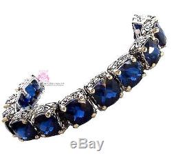 Beauty for Ashes Checkerboard Cut Sapphire Blue Throne Room Tennis CZ Bracelet