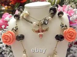 Betsey Johnson Beautiful Rare Vintage Rose Garden Collection Layered Necklace