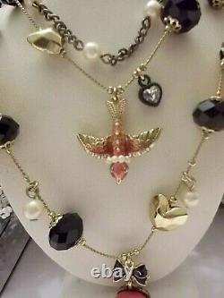 Betsey Johnson Beautiful Rare Vintage Rose Garden Collection Layered Necklace