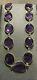 Bezel Set Amethyst Link Necklace, Royal Purple, Hook, Estate, Sterling Silver Ss