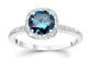 Blue Sapphire & White Cubic Zirconia In 935 Silver Women's Halo Engagement Ring