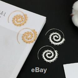 Boho 18K Gold Filled Hollow Engagement Hoop Earrings Drop Dangle Jewelry Gifts