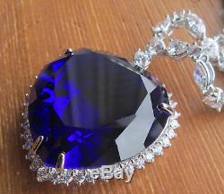 Brand New Beautiful Large Heart of the Ocean Blue Crystal Titanic Rose Necklace
