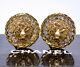 Chanel 1982 Leo The Lion Crystal Earrings Gold Tone& Rhinestone Withbox V1726
