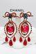 Chanel Beautiful Drop Clip On Earrings With Bow And Rhinestones