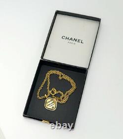 CHANEL CC Cambon Paris Charm Necklace 16 Gold Tone Auth withBox #21000
