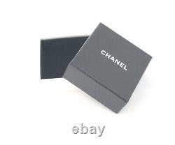 CHANEL CC Logos Black Rhinestone Dangle Earrings Crystal & Silver withBOX
