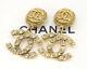 Chanel Cc Logos Crystal Dangle Earrings Gold & Rhinestone Withbox