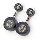 Chanel Cc Logos Dangle Earrings Black Resin 03a Withbox #1248