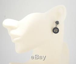 CHANEL CC Logos Dangle Earrings Black Resin 03A withBOX #1248