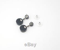 CHANEL CC Logos Dangle Earrings Black Resin 03A withBOX #1248