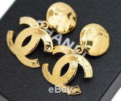 CHANEL CC Logos Dangle Earrings Gold Tone 94P withBOX excellent u3692