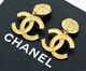 Chanel Cc Logos Dangle Earrings Gold Tone Vintage 95a Withbox Excellent B553
