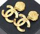 Chanel Cc Logos Dangle Earrings Gold Tone Vintage 95a Withbox Excellent E4270