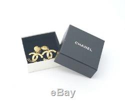 CHANEL CC Logos Dangle Earrings Gold Tone Vintage 95A withBOX excellent e4270