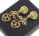 Chanel Cc Logos Dangle Earrings Gold Tone Vintage Withbox #2421
