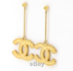 CHANEL CC Logos Drop Dangle Earrings Gold tone 12A withBOX v1082