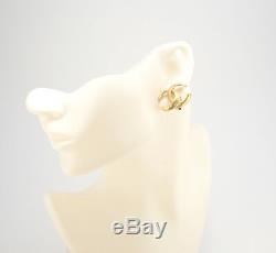 CHANEL CC Logos Earrings Gold Tone Clip-On withBOX #2100