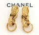 Chanel Cc Logos Hoop Dangle Earrings Gold Cc Logos Vintage 29 Withbox V1434