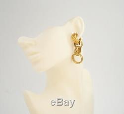 CHANEL CC Logos Hoop Dangle Earrings Gold CC Logos Vintage 29 withBOX v1434