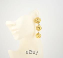 CHANEL CC Logos Lucite Ball Dangle Earrings Gold Tone Vintage withBOX RARE #1497