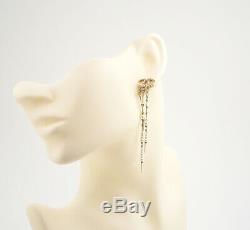 CHANEL CC Logos Pearl Chain Dangle Earrings Gold Tone A18S withBOX v1835