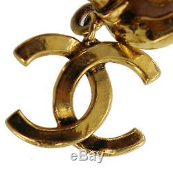 CHANEL CC Logos Pearl Earrings Clip-On Gold 94P France Vintage Authentic #Y166 W