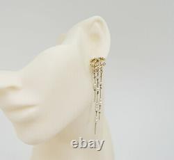 CHANEL CC Logos Pearl Fringe Dangle Earrings Gold Tone A19V Auth withBOX o100
