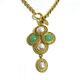 Chanel Cc Logos Pearl Green Gripoix Stone Pendant Necklace Gold-tone V1785
