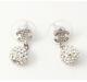 Chanel Cc Logos Rhinestone Ball Dangle Earrings Crystal & Silver Withbox V796