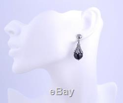 CHANEL CC Logos Rhinestone Dangle Earrings Pearl Teardrop 03P withBOX v742