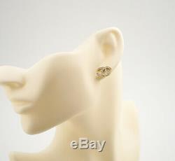 CHANEL CC Logos Rhinestone Stud Earrings Gold Tone withBOX