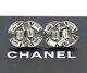 Chanel Cc Logos Rhinestone Stud Earrings Silver Tone 01p Withbox V1085
