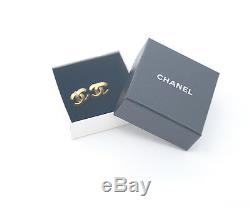 CHANEL CC Logos Stud Earrings Gold Tone 00T withBOX s697