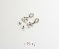CHANEL CC Logos Teardrop Crystal Dangle Earrings Rhinestone withBOX a91