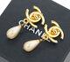 Chanel Cc Logos Turnlock Dangle Earrings Gold Tone Vintage 96p Withbox #2401