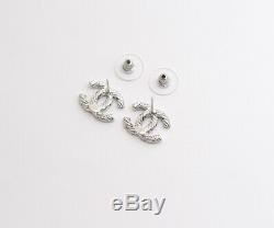 CHANEL CC Logos Twist Stud Earrings Silver & Rhinestone D18V withBOX v843