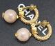 Chanel Cc Pearl Dangle Earrings Rhinestone Gold Tone Clips Withbox V1433