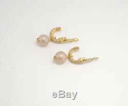 CHANEL CC Pearl Dangle Earrings Rhinestone Gold Tone Clips withBOX v1433