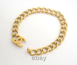 CHANEL CC Turn Lock Thick Chain Necklace Gold Tone Vintage Auth RARE #574