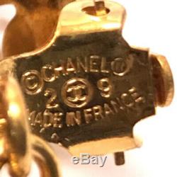 CHANEL CC logos Birdcage Dangle Earrings Gold tone Clip-On 29 withBOX