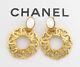 Chanel Cc Logos Hoop 2 Way Dangle Earrings Gold Clips 93a Withbox V1369