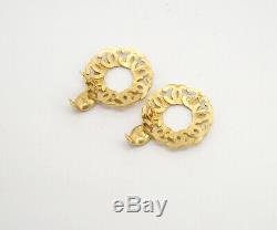 CHANEL CC logos Hoop 2 way Dangle Earrings Gold Clips 93A withBOX v1369