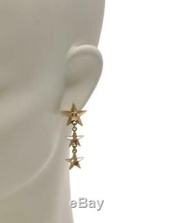 CHANEL CC logos Star Dangle Earrings Gold tone A17C withBOX v1886
