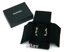 CHANEL CC logos Star Dangle Earrings Gold tone A17C withBOX v1886