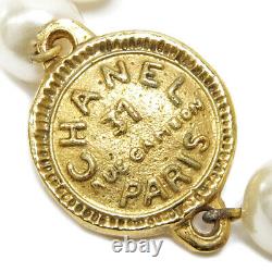 CHANEL Cambon Pearl Medallion CC Logos Necklace Pendant Authentic Gold-tone