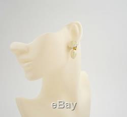 CHANEL Camellia Flower Pearl Dangle Earrings Gold Clips 98C withBOX #2527